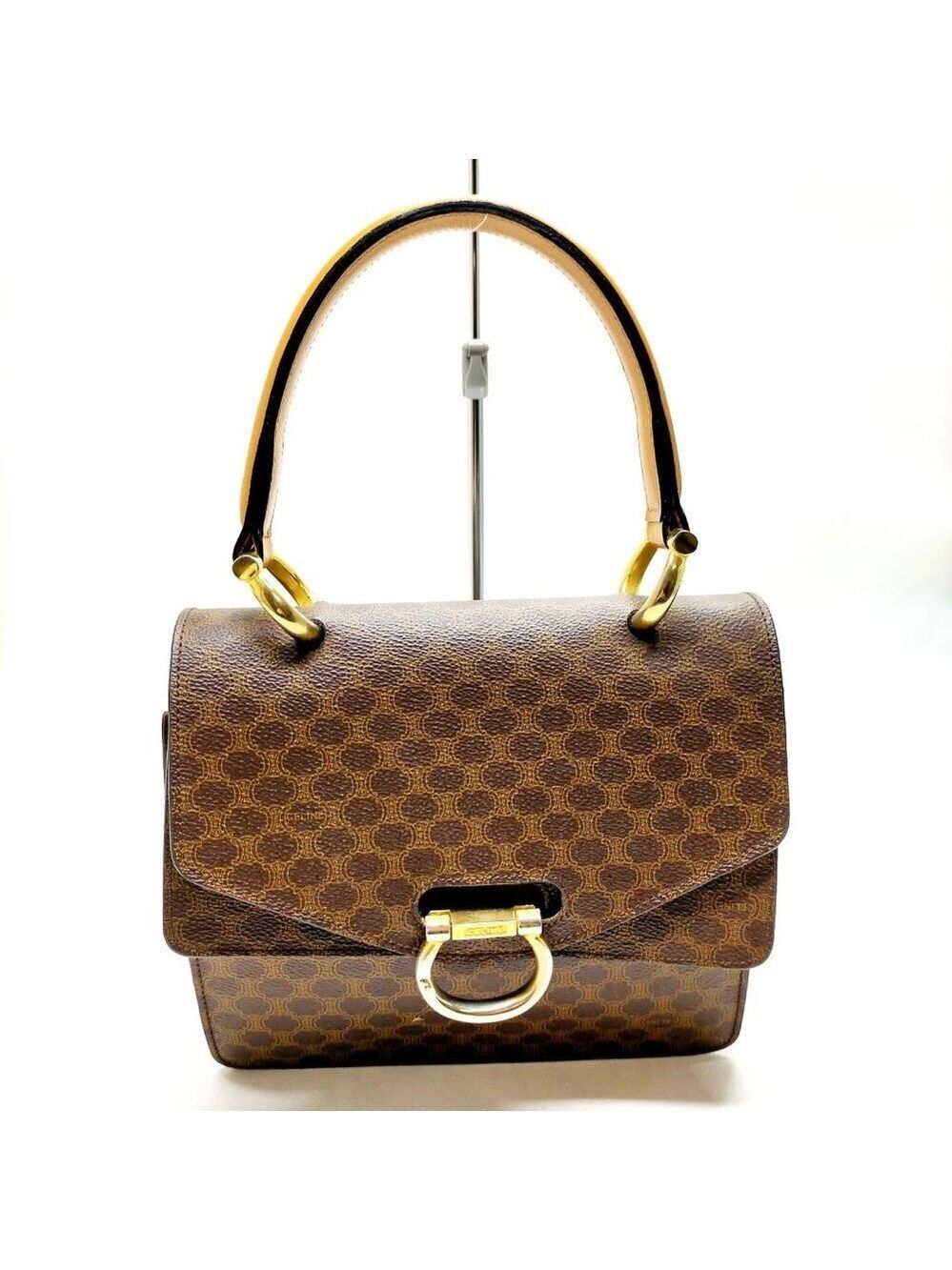 CELINE Hand Bag Brown PVC 398-070325